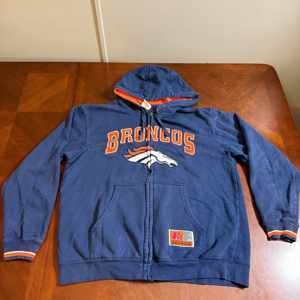 Denver Broncos Full Zip Hoodie Sweatshirt NFL Team Apparel Women's Large